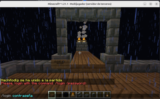 Comando /login en el servidor